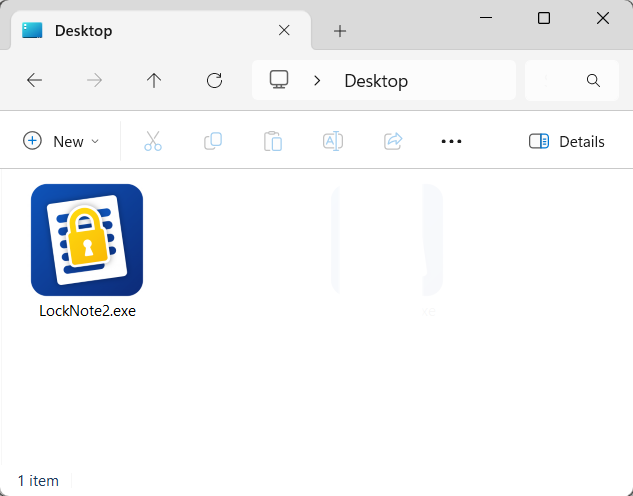 The LockNote as a single program file on the desktop
